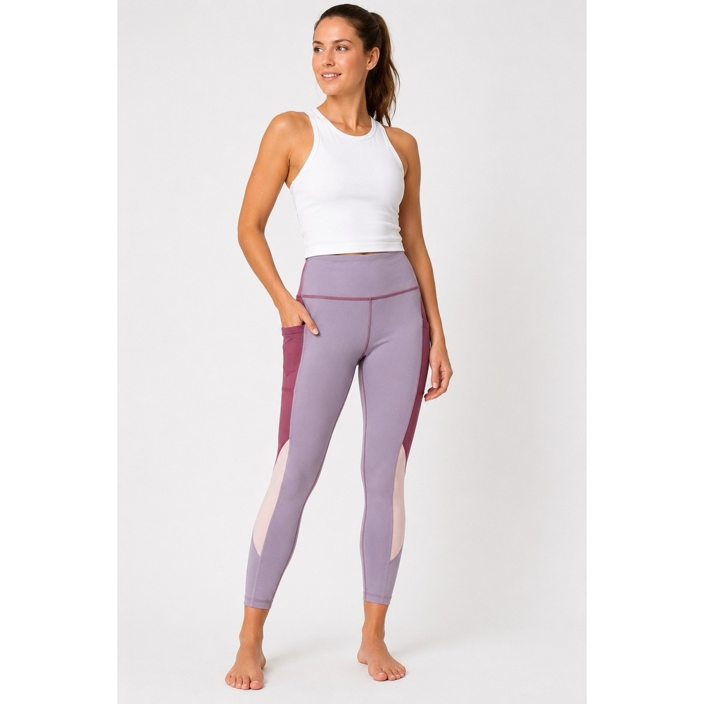 Outdoor Voices Zoom 7/8 Leggings Womens S Purple Colorblock Pockets 25in